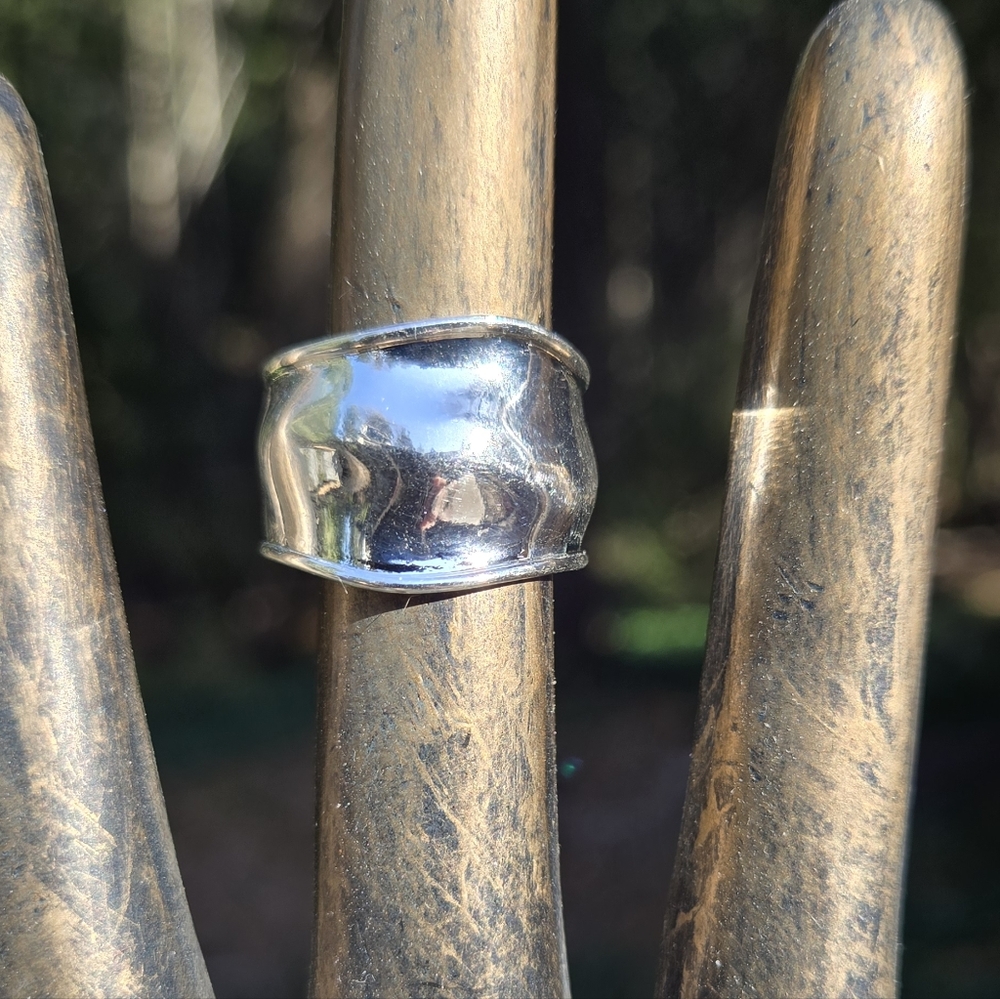 Sterling Silver Finger Cuff Ring Sz8 Adjustable - Picture 3 of 8